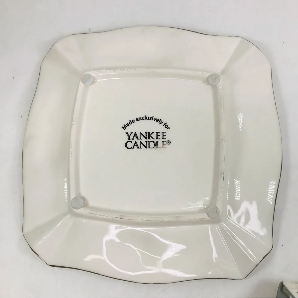 Yankee Candle Large Jar Shade Topper Plate Pine Winter Ceramic Iridescent
